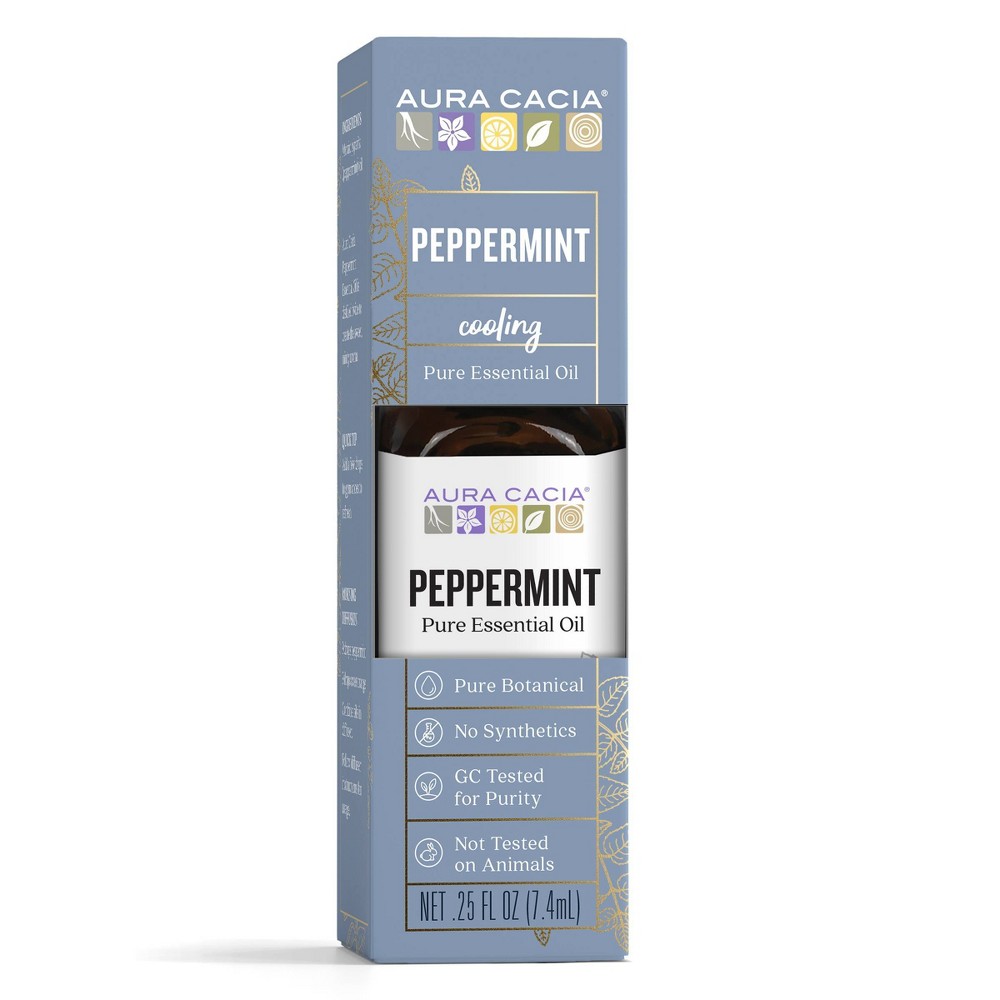 Peppermint Essential Oil Single - Aura Cacia: Pure Aromatherapy, No Animal Testing, 0.25oz