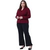 Agnes Orinda Women's Plus Size V Neck Long Sleeve Button Down Business Casual Chiffon Shirt - 3 of 4