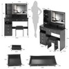 Makeup Vanity Desk with Mirror and Light, Makeup Vanity Table with Stool, Dressing Table with Drawers Open Storage for Bedroom Small Space - 2 of 4