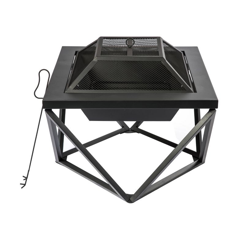 24&#34; Outdoor Wood Burning Square Fire Pit Gray - Teamson Home, 5 of 16