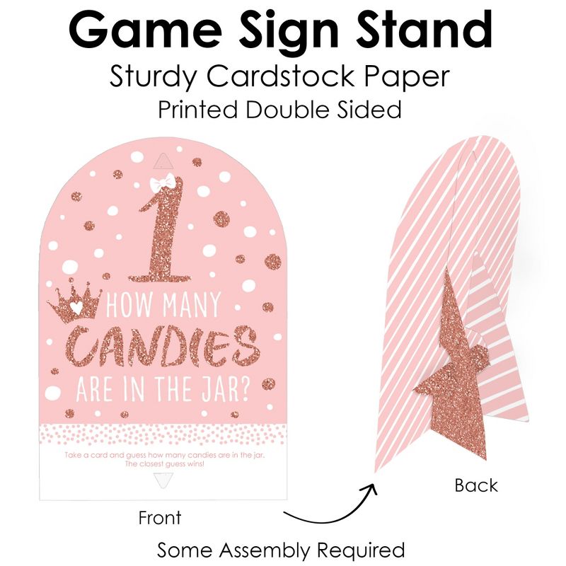 Big Dot of Happiness 1st Birthday Little Miss Onederful - How Many Candies Girl First Birthday Party Game - 1 Stand and 40 Cards - Candy Guessing Game, 5 of 9