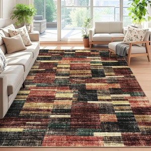 TackView Washable Area Rug, Foldable Geometric Printed Carpet, Soft Low Pile Floor Mats, Floor Covering for Bedroom Living Room - 1 of 4
