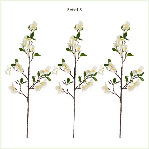 Nearly Natural 38-in Artificial White Blossom Flower Stems, Set of 3 - 1 of 3