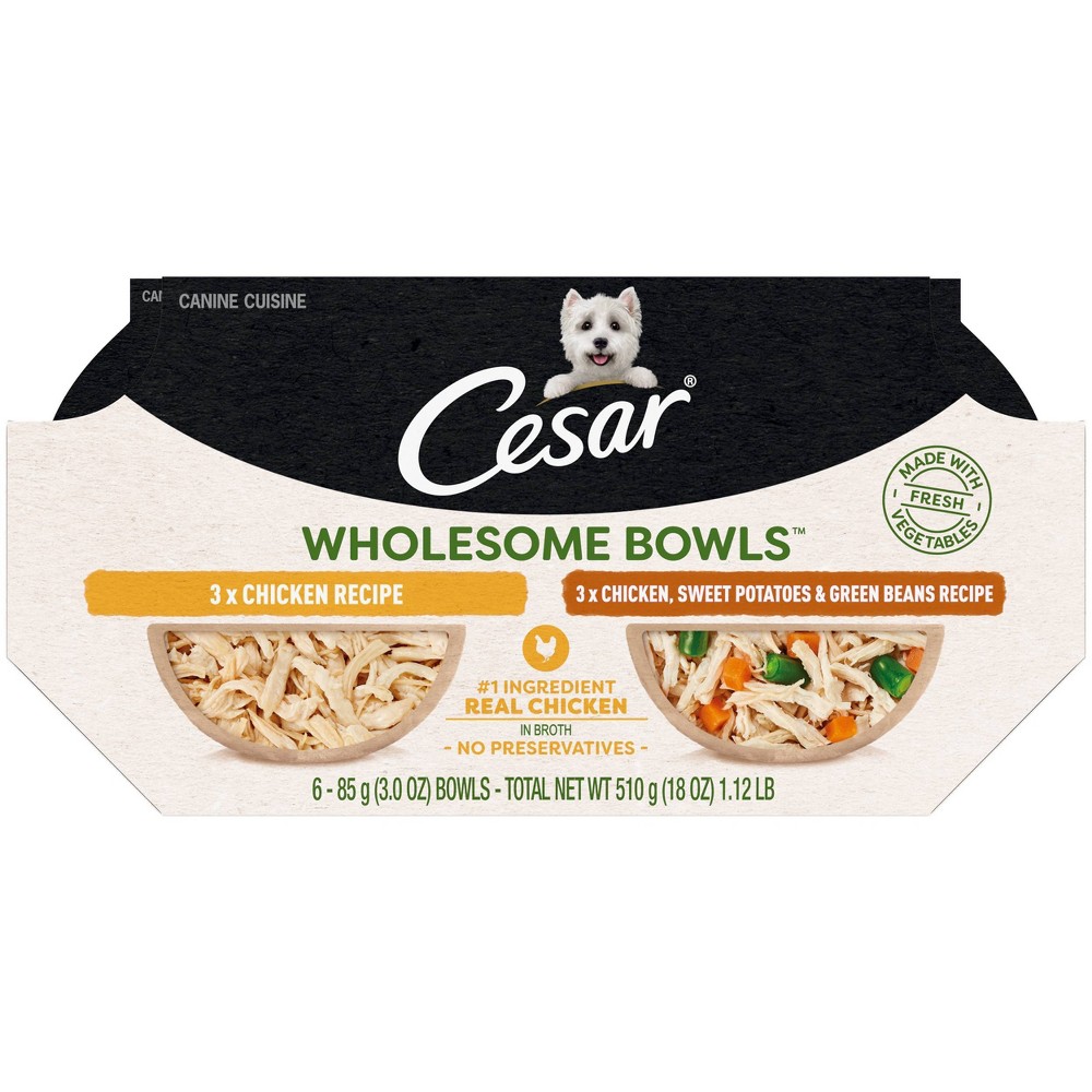 Photos - Dog Food Cesar Wholesome Bowls Sweet Potato, Chicken and Vegetable Flavor Variety Pack Small Breed Wet  - 3oz/6ct 