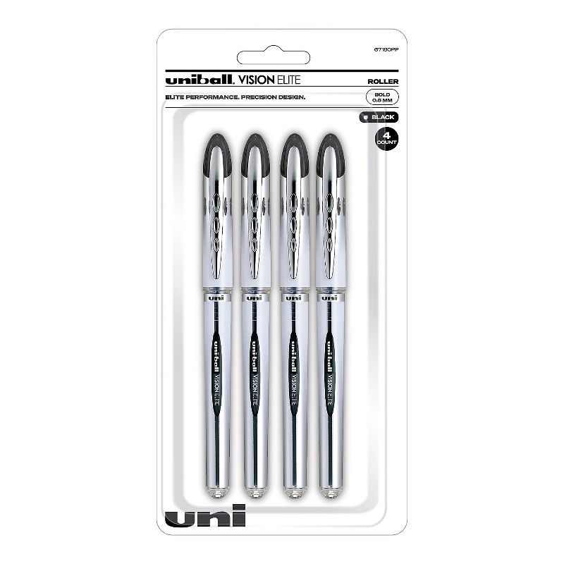 uni-ball Vision Elite Rollerball Pens Bold Point Black Ink 470087, 1 of 10