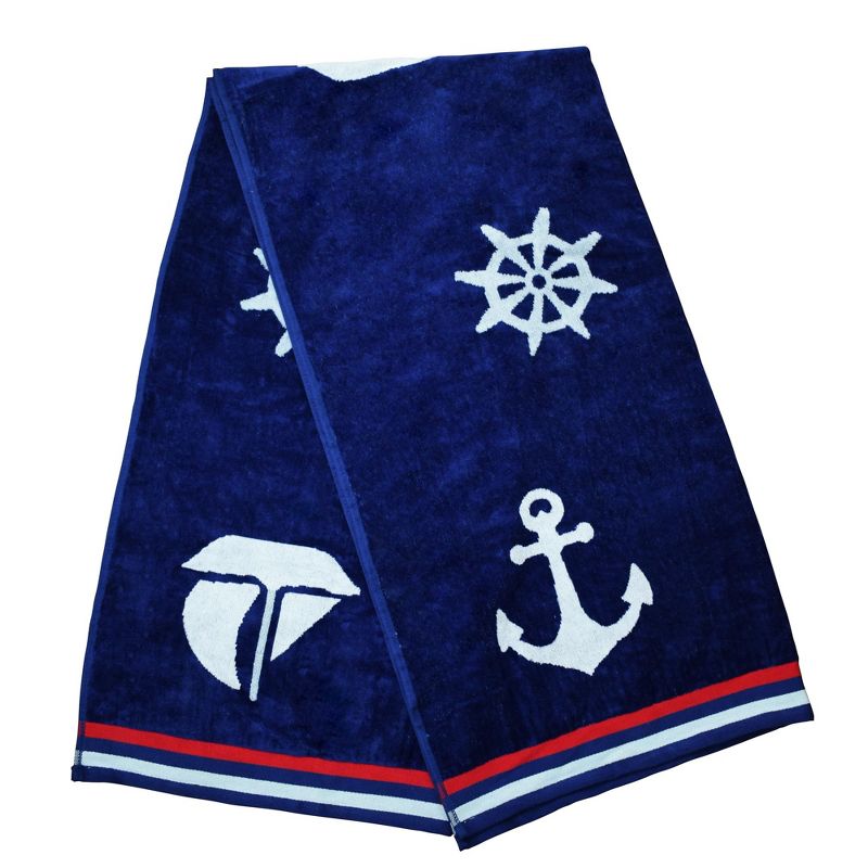 Kovot Beach Towel, 100% Cotton Towel, 31" x 63", Super Soft, Ultra Absorbent, Quick Dry and Machine Washable Beach Towels (Ahoy), 1 of 6