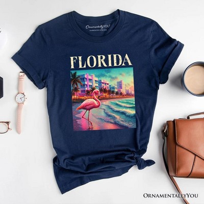 Vibrant Florida State Flamingo T-Shirt, Miami Beach Souvenir and Coastal Tee | OrnamentallyYou