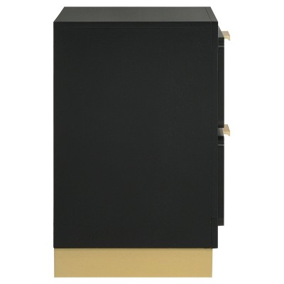 Black and Gold 2-Drawer Modern Nightstand