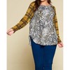 Women's Animal Print Casual Top with Plaid - Emerald Collection - 4 of 4