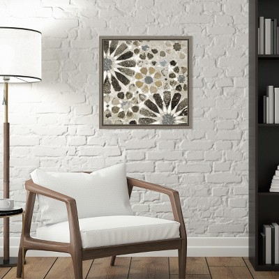 16" x 16" Neutral Geometric Abstract Framed Canvas Print