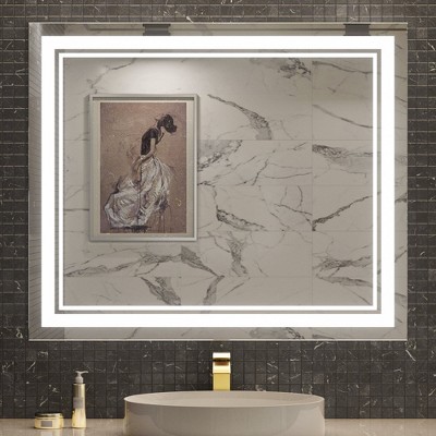 Keonjinn LED Front Light Bathroom Vanity Wall Mirror, Anti-Fog, Dimmable