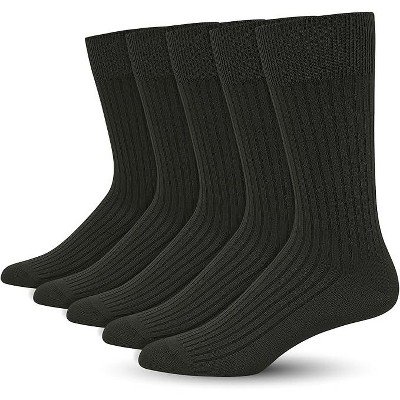 SERISIMPLE Men Bamboo Viscose Thin Ribbed Knit Silky Soft Lightweight Dress Crew Socks White X Large 5 Pairs