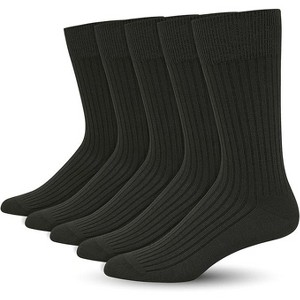 SERISIMPLE Men Bamboo Viscose Thin Ribbed Knit Silky Soft Lightweight Dress Crew Socks White X Large 5 Pairs - 1 of 4