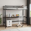 FurnitureR Loft Bed with Desk, Twin Size Metal Loft Bed Frame with Workstation & Ladder, High Loft Bunk Bed with Guardrails, Industrial Black/Brown - 4 of 4