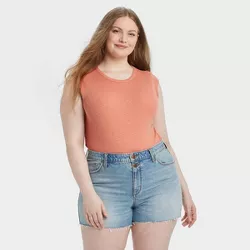 Women's Plus Size Slim Fit Bodysuit - Universal Thread™ Apricot Orange 4X
