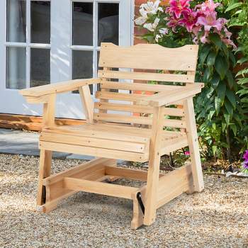 Costway Patio Outdoor Wood Slat Rocking Chair Porch Rocker Curved Seat 330 Lbs