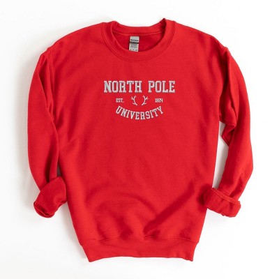 Simply Sage Market Women's Graphic Sweatshirt EmbroideredNorth Pole University -White Ink