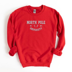 Simply Sage Market Women's Graphic Sweatshirt EmbroideredNorth Pole University -White Ink - 1 of 3