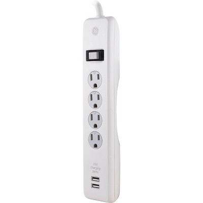 GE 6&#39; Extension Cord with 4 Outlet 2 USB Surge Protector White_1