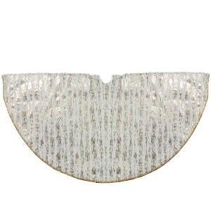 Northlight 48" Cream and Gold Wood Grain Pattern and Faux Fur Christmas Tree Skirt - 1 of 4