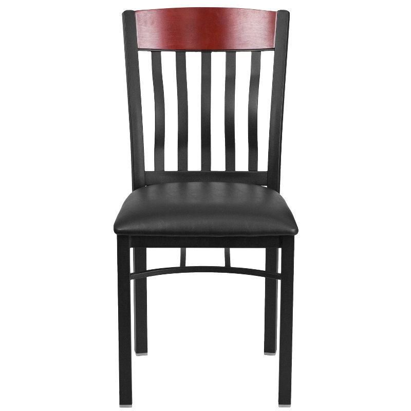 Flash Furniture Vertical Back Metal and Wood Restaurant Chair with Vinyl Seat, 6 of 7