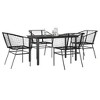 vidaXL 5 Piece Patio Dining Set Black Poly Rattan Glass - 55.1" x 27.6" x 29.1" Black 4 Items - 2 of 4