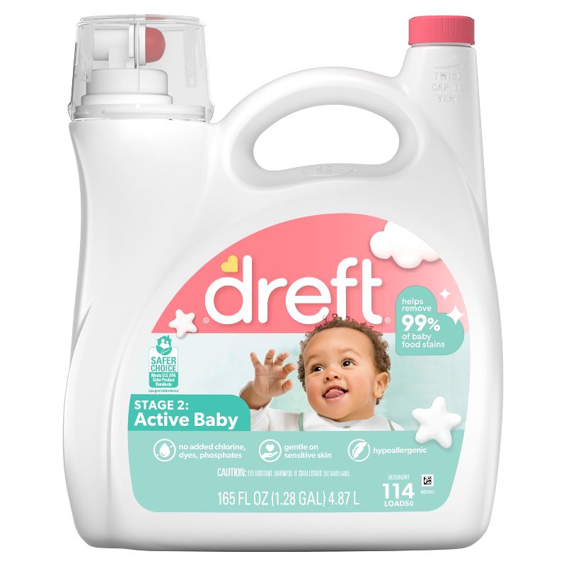 Dreft Stage 2: Active Baby HE Compatible Liquid Laundry Detergent, 3 of 13