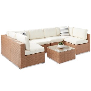 Best Choice Products 7-Piece Outdoor Modular Patio Conversation Furniture, Wicker Sectional Set - 1 of 4