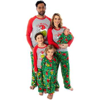 Dr. Seuss Men's The Grinch Who Stole Christmas Plaid Fleece Pajama