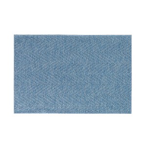 TOWN & COUNTRY BASICS Pax Herringbone Textured Solid Everwash® Washable Area Rug, Low Pile, Non-Slip, Pet & Family Friendly Rug, Blue, 2'11"x4'11" - 1 of 4