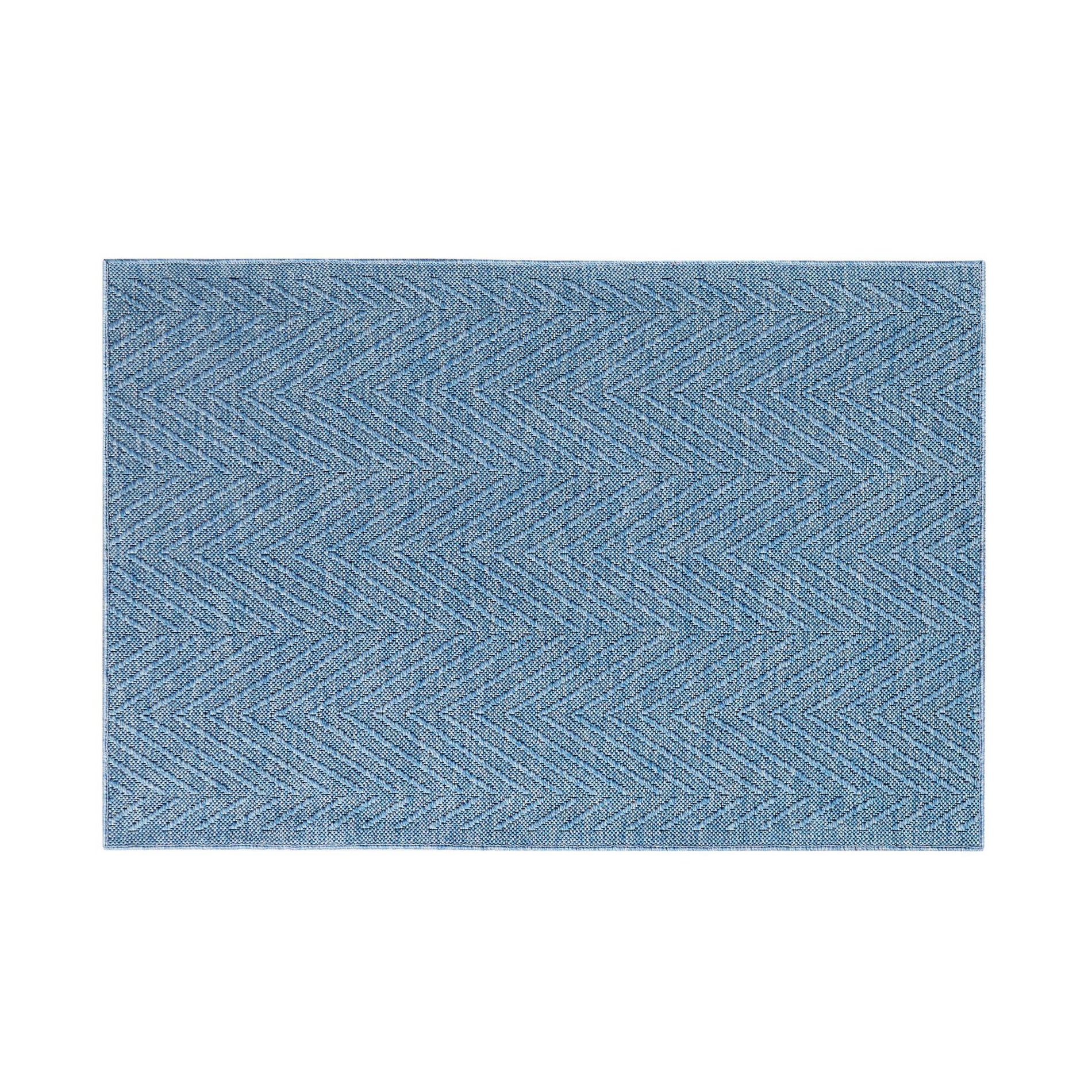 TOWN & COUNTRY BASICS Pax Herringbone Textured Solid Everwash® Washable Area Rug, Low Pile, Non-Slip, Easy Clean Pet Friendly Rug, Blue, 1'11"x2'11"