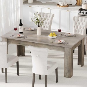 63in Width Rectangular Dining Table for 4-6 People, Wooden Farmhouse Rustic Kitchen Table for Apartment, Dining Room, Small Space - 1 of 4