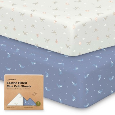 KeaBabies Mini Crib Sheets for Baby Girls, Boys, 2-Pack Soothe Pack and Play Sheets Fitted, Organic Pack N Play Mattress Sheet