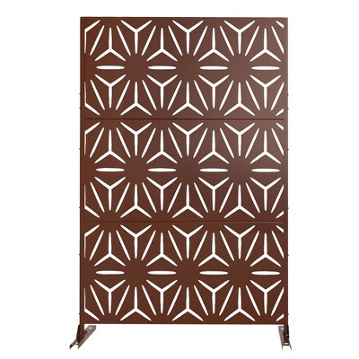 Lirago Metal Outdoor Privacy Screen Freestanding Patio Decorative Screens - 72"x47", Brown