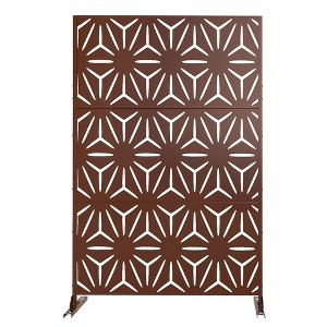 Lirago Metal Outdoor Privacy Screen Freestanding Patio Decorative Screens 72"x47" Brown - 1 of 4