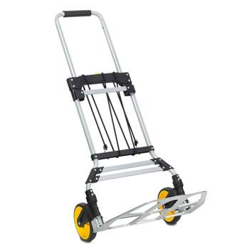 Mount-It! Folding Hand Truck and Dolly, 264 Lb Capacity Heavy-Duty Luggage Trolley Cart With Telescoping Handle and Rubber Wheels