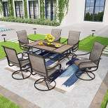 7pc Metal Patio Dining Set with 60"x37" Rectangular Metal Table & Padded Swivel Chairs - Captiva Designs