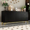FUFU&GAGA Black Large Storage Cabinet 3 Drawer Cabinet Buffet Sideboard - 2 of 4