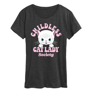 Women's - Instant Message - Childless Cat Lady Society Short Sleeve Graphic T-Shirt - 1 of 4