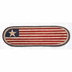 Earth Rugs Country Cabin Stair Tread – Americana Flag Oval Accent Rug 27"x8.25" - 1 of 3