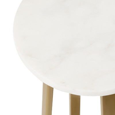 White Marble and Gold Metal Round Drink Table