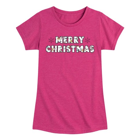 Girls' - Winnie the Pooh - Merry Christmas Fitted Short Sleeve Graphic T-Shirt - image 1 of 4