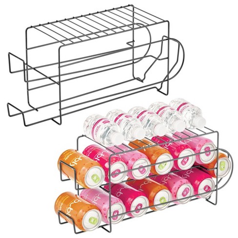 Refrigerator Organizer Bins Soda Can 2-Tier Rolling Beverage