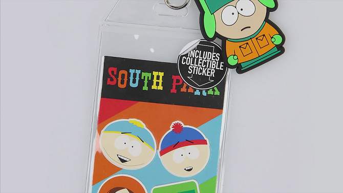 South Park ID Badge Holder Lanyard w/ 2" Kyle Rubber Pendant And Stickers Black, 2 of 6, play video