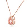 Bella Silver Sterling Silver Pear-Shaped Morganite CZ with White CZ Border 18" Pendant Necklace - Rose Gold Plated - Rose - 2 of 3