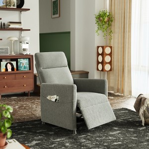 Airsurfer Grey Power Recliner Chair, Modern Fabric Electric Recliner with Footrest & Padded Seat, Space-Saving Design for Living Room, Home Theater - 1 of 4