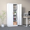 Munora - 71" Metal Garage Storage Cabinet with 3 Adjustable Shelves - Lockable Tool Cabinet with 3-Point Lock System - White - 3 of 4