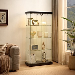 Racxily 4 Tier Glass Display Cabinet, with 2 Locks, Floor Standing Storage Cabinet with 6 Acrylic Shelves for Living Room, Bedroom - 1 of 4
