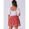 INSPIRE CHIC Women's Layered Ruffle Hem Elastic Waist A-Line Skater Floral Mini Skirt - 4 of 4