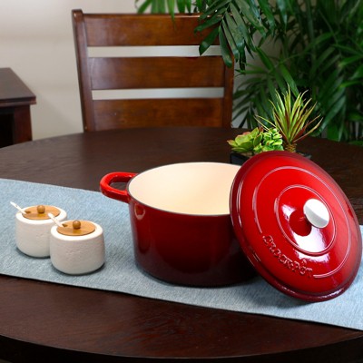 Scarlet Red 7-Quart Enameled Cast Iron Dutch Oven with Lid
